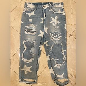 Stars print, designer, boutique jeans